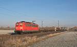 DB Cargo 151 167 mit leeren Röhrentransportwagen in Richtung Osnabrück (Marl, NI, 29.11.16).