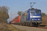 Lok 151 123-7 und Schwesterlok mit dem Ganzzug am 08.02.2028 in Lintorf.