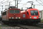Zwei starke Typen auf einmal. Die 155 208-5 von Railion und die neue Taurus bei ITL mit der Nummer 1116 238-5 die von BB kam. Dieses Bild entstand am 10.5.2007 in Dresden Friedrichstadt.