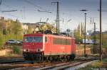 155 110 setzt am Abend des 20.04.07 in Chemnitz Hbf vor den abendlichen bergabegterzug nach Zwickau um.