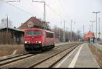 155 087-0 DB als Tfzf durchfährt den Bahnhof Angersdorf auf der Bahnstrecke Halle–Hann.