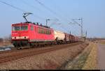 155 178-7 DB als gemischter Gz fährt in Schkeuditz West auf der Bahnstrecke Magdeburg–Leipzig (KBS 340) Richtung Gröbers.