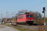 11. März 2014, Lok 155 206 befördert einen Güterzug in Richtung Saalfeld durch den Haltepunkt Küps.