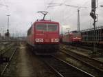 155 032-6 wartet in Basel Bad Bf vor einem roten Signal auf die Weiterfahrt nach Muttenz. 18.03.08