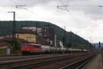 155 133-2 mit Containenrzug in Gemnden (Main) am 18.Juli 2008