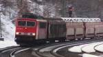 155 199-3 mit einem kurzen Gz (12 Wagen) bei Fulda am 14.02.09