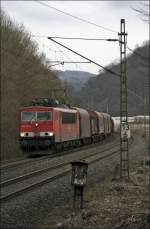 155 108 bringt den 52296 von Finnentrop nach Hagen-Vorhalle. (13.03.2009)