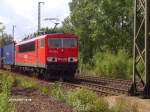 155 152 zieht ein Containerzug auf dem Sdlichen Berliner Aussenring 07.07.07