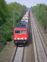155 232-2 mit einem KLV-Zug kurz nach Bad Krozingen.