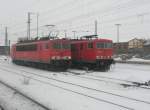 Hier links 155 240-5 und rechts 155 230-6, diese beiden Loks standen am 15.1.2010 in Angermnde.