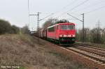 Gleich nach dem Containerzug kam 155 232-2 mit einem gemischten Gz gen Lehrte auf der GUB daher (Ahlten 08.04.10) 