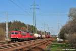 155 038-3 + 155 060-7 sind mit einem gemischten Gz nach Seddin unterwegs (Diedersdorf 07.04.10)