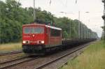 155 038-3 mit einem Leerrhrenzug am 23.07.2010 in Chorin