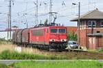 155 222 kommt mit einem Kurz-TEC von der Insel Rgen am 15.09.2010 und durchfhrt gerade den Abzwg. Stralsund Srg