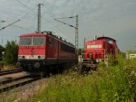 Ex 155 124 ist am 22.7.11 in Zwickau-Gterbahnhof anzusehen sie Sonnt sich grad mit 294 595 
