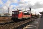 RAILION DB Logistics 155 171-2 mit einem Ganzwagenzug Richtung Bitterfeld, am 20.02.2012 in Delitzsch unt Bf.