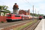 155 004-5 mit Autozug am 24.06.2012 in Rathenow