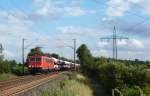 155 019-3 fuhr am 17.07.2012 mit einem Gterzug von Osnabrck nach Emden, hier sdlich von Leer.