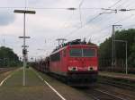 155 183-7 mit einem Gterzug in die richting von Rheine auf Bahnhof Salzbergen am 10-7-2012.