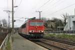 Die 155 068 fuhr mit einem Güterzug durch Dresden-Cotta. 01.02.2013