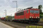 155 037-5 durchfhrt mit einem gemischten Gterzug Rotenburg-Wmme gen Hamburg aufgenommen am 20.08.2013
