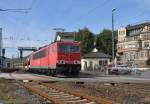 155 128 unterwegs mit einem Autozug nach Sden auf der Rechten Rheinstrecke in Rdesheim am Rhein.Bild Aufgenommen am 3.10.2013