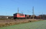 Eine 103 am Gterzug! 155 103 fhrte am 26.11.13 einen Ganzzug Schttgutwagen durch Burgkemnitz Richtung Bitterfeld.