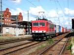 Am 24.05.2014 kam MEG 705 (155 196) mit einem Containerzug aus Richtung Magdeburg nach Stendal und fuhr weiter in Richtung Wittenberge.