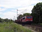 Am 31.5.14 zog die 155 087 einen gemischten Güterzug über die Güterumgehungsbahn von Hannover.