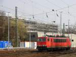 Ein Nachschuss von der 155 180-3 DB fährt als Lokzug aus Aachen-West nach Stolberg-Hbf.