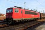 Die 155 122-5 der Railion Deutschland AG am 08.03.2015 in Oranienburg.