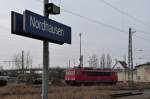 155 151-4 abgestellt am 19.02.2016 im Bahnhof Nordhausen.