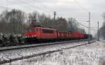 155 123 zog am 18.02.16 einen gemischten Güterzug durch Burgkemnitz Richtung Bitterfeld.