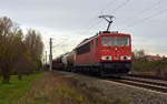 155 113 führte am 22.11.16 einen gemischten Güterzug durch Greppin Richtung Bitterfeld.
