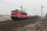 155 055 mit einem Güterzug am 16.03.2011 bei Coswig (b Dresden)