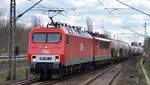 MEG- Mitteldeutsche Eisenbahn GmbH 156 004-4/804 (91 80 6156 004-4 D-MEG) mit MEG  710  [NVR-Nummer: 91 80 6155 059-9 D-MEG] und Zementstaubzug am Haken aus Rüdersdorf Richtung Rostock am 07.03.19 Bf. Berlin-Hohenschönhausen ab Industrieübergabe Berlin Nordost.