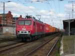 Am 18.04.2015 kam MEG 801 (156 001) mit ihrem Containerzug aus Richtung Magdeburg nach Stendal und fuhr weiter nach Wittenberge.