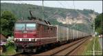 180 009 mit einem  Flster -Continental-Containerzug in Stadt Wehlen, 28.05.08