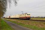 SEL 181 215-5  HOLSTEIN  mit KLV-Zug DGS 52507 Neumünster Gbf - Wanne-Eickel Wof (bei Lembruch, 27.03.2024).