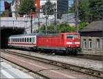 Am 01.07.08 kommt DB E-Lok 181 204-9 mit ihrem Zug aus Emden und fhrt in den Bahnhof von Luxemburg ein.