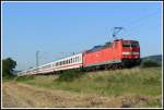 Ein herrlicher Sommerabend war der 15.7.2007, als 181 204 mit ihrem IC 2054 bei Ltzelsachsen gen Sden eilt.