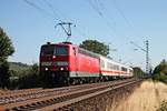 Am 10.07.2015 bespannte 181 218-9 den Pbz 2482 (Basel Bad Bf - Frankfurt (Main) Hbf), als sie bei Hügelheim auf der KBS 703 in Richtung Freiburg fuhr.