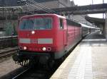 E-Lok 181214-8  Mosel  mit IC 437 steht abfahrtbereit im Bahnhof von Luxemburg in Richtung Norddeich Mole. 30.09.07