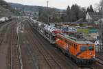 Northrail 1142.579  Susi  am 24.3.13 mit einem Autozug nach Duisburg-Rheinhausen in Linz am Rhein.