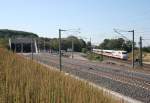 Am 16.09.2012 ist der Katzenbergtunnel fix und fertig, wird aber zunchst nur fr Messfahrten genutzt; noch verkehrt ICE 373 (Frankfurt [Main] Hbf–Interlaken Ost) auf der kurvigen Rheintalbahn