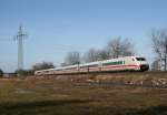 808 015 als ICE 587 (Hamburg-Altona–Mnchen Hbf) am 20.02.2012 zwischen Ashausen und Winsen (Luhe)