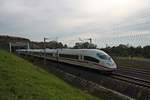 Ausfahrt am 24.10.2015 von 403 060-7  Linz am Rhein  als ICE ___ (Basel SBB - Köln Hbf) aus dem Katzenbergtunnel auf der SFS Haltingen - Schliengen in Richtung Freiburg.