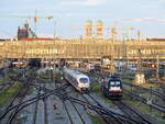 DB 403 xxx als ICE 520 nach Frankfurt (M) Hbf, am 28.07.2021 bei der Ausfahrt in München Hbf.