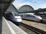 SNCF TGV Duplex und DB AG ICE 3 (BR 403) Treffen sich am 09.05.14 in Frankfurt am Main Hbf 