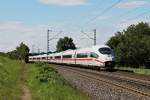 Nachschuss auf 406 007-5  Hannover  und 403 030-0  Göttingen  am 08.08.2014 als ICE 104/504 (Basel SBB - Amsterdam Centraal/Köln Hbf) bei Kollmarsreute.